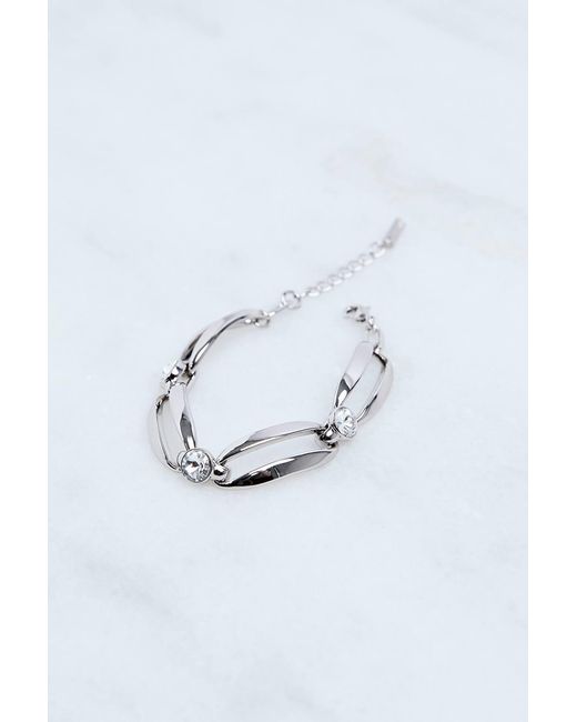 Karen Millen Blue Hand Set European Crystal Ellipse Chain Bracelet