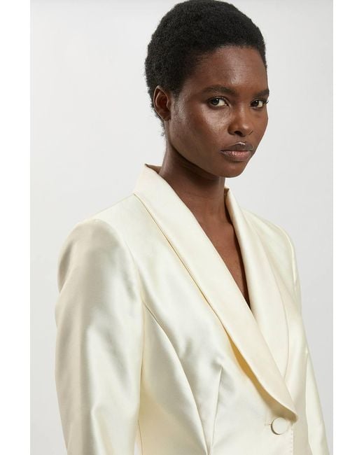 Karen Millen Natural Satin Twill Single Breasted Blazer