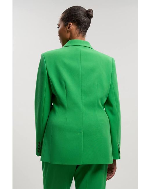Karen Millen Green Plus Size Compact Stretch Single Breasted Tailored Blazer