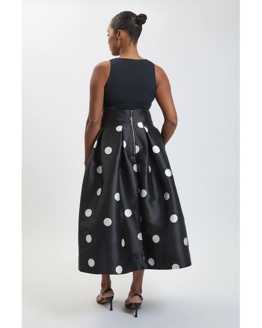 Karen Millen Blue Plus Size Spot Woven Twill Prom Skirt
