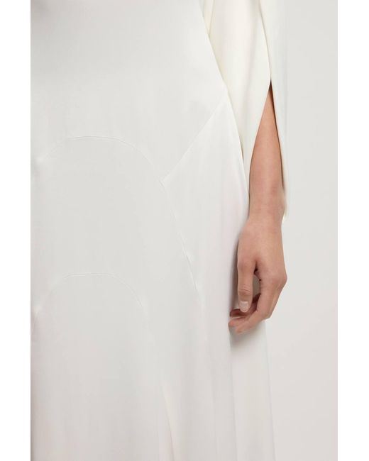 Karen Millen White Petite Satin Soft Midi Dress
