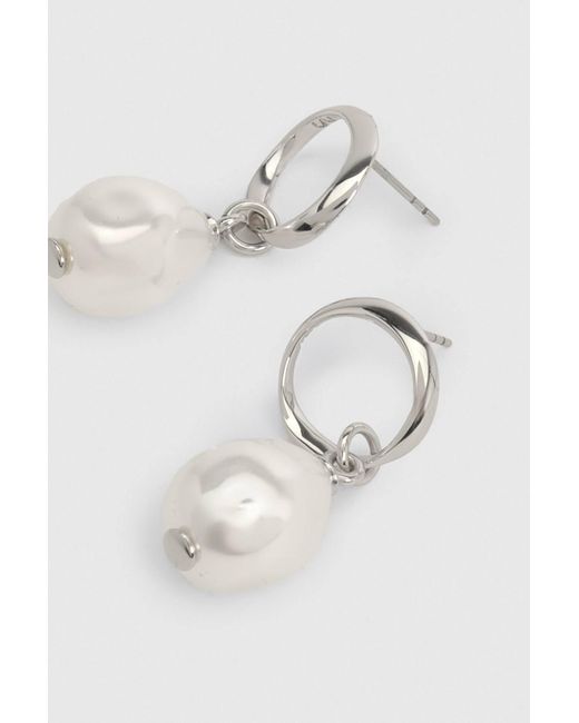 Karen Millen Metallic Modern Pearl Earrings
