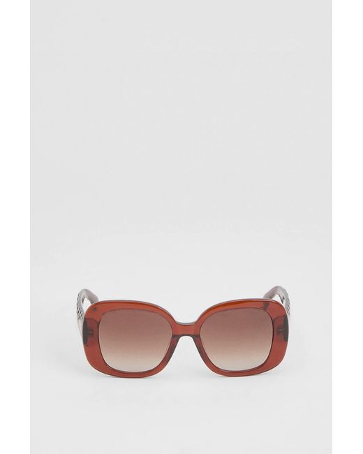 Karen Millen Brown Rounded Snake Effect Sunglasses