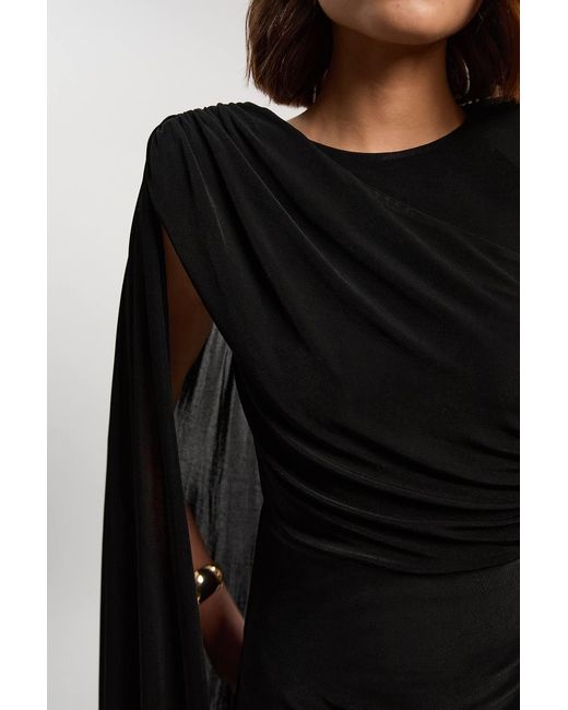 Karen Millen Black Premium Slinky Crepe Scarf Detail Maxi Dress