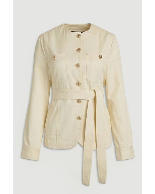 Karen Millen Natural Cotton Utility Button Detail Tie Waist Shirt
