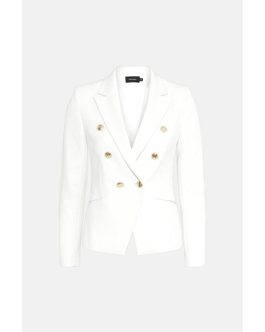 Karen Millen White Petite Forever Tailored Button Military Blazer