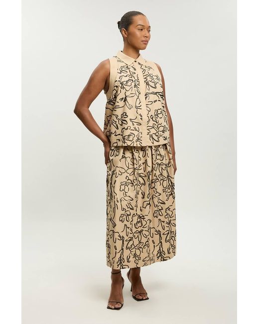 Karen Millen Metallic Plus Size Linen Matte Sequin Collared Top