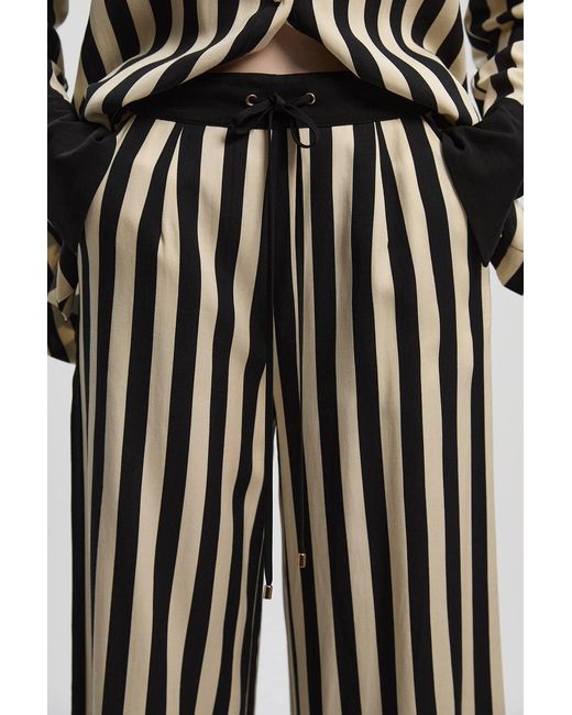 Karen Millen White Fluid Stripe Cotton Mix Woven Trouser