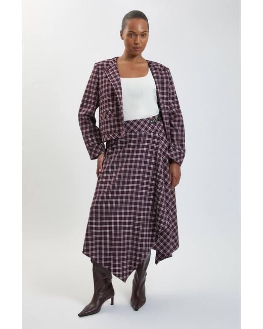 Karen Millen Plus Size Check Tailored Skirt