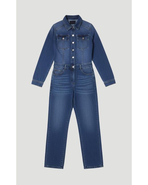 Karen Millen Blue Denim Boiler Jumpsuit