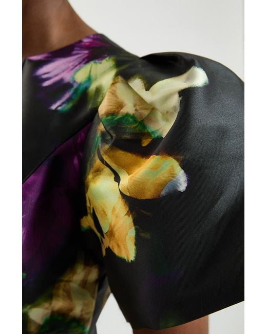 Karen Millen Multicolor Petite Floral Print Twill Midi Dress