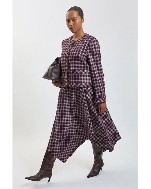 Karen Millen Plus Size Check Trim Contrast Tailored Jacket
