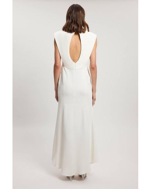 Karen Millen White Compact Stretch Viscose Maxi Dress
