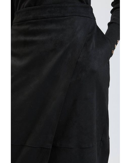 Karen Millen Black Faux Leather Midi Pencil Skirt