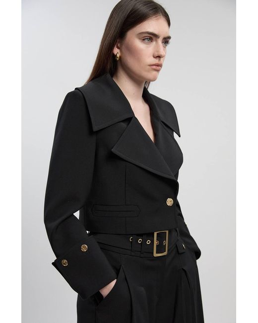 Karen Millen Black Polished Tailored Button Detail Jacket