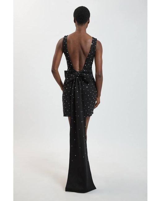 Karen Millen Black Embellished Bow Mini Dress With Embellished Detailing