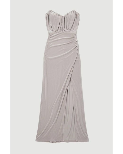 Karen Millen Multicolor Drapey Crepe Bandeau Split Maxi Dress