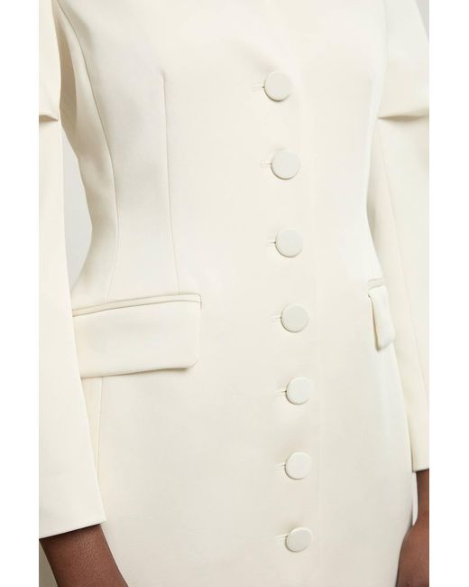 Karen Millen Natural Tailored Satin Button Through Midi Dress