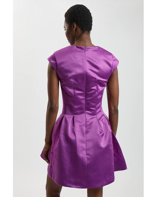 Karen Millen Pink Tailored Satin Cutwork Mini Dress