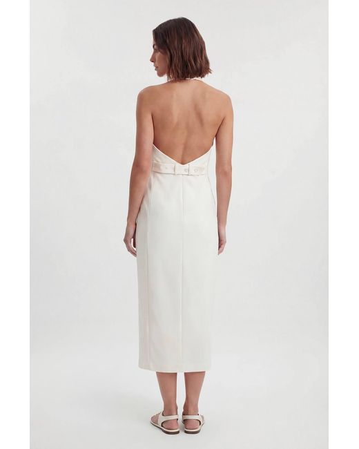 Karen Millen White Satin Tux Back Detail Tailored Midi Dress