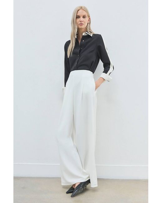 Karen Millen Black Forever Colour Block Twill Woven Shirt