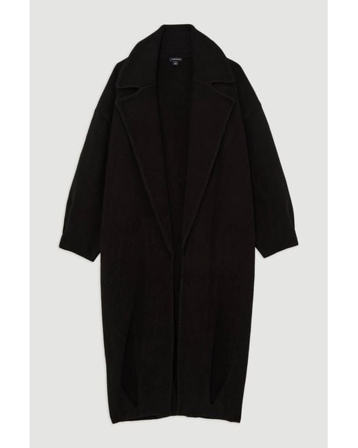 Karen Millen Black Compact Wool Blend Oversized Knit Coatigan