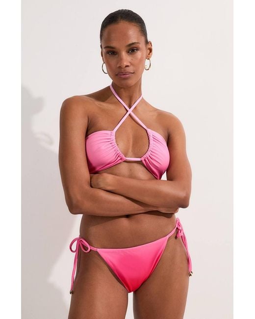 Karen Millen Red Slinky Ombre Tie Side Bikini Bottoms