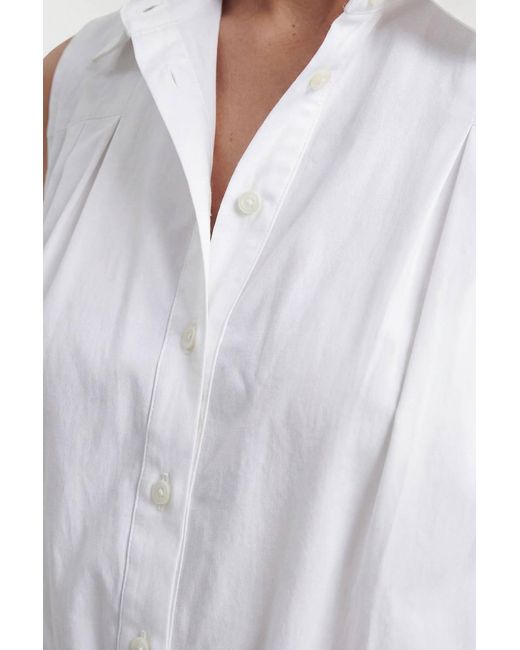 Karen Millen White Cotton Sleeveless Puffball Shirt