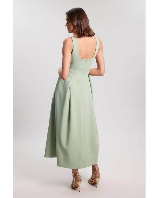 Karen Millen Green Tailored Full Skirt Midi Dress