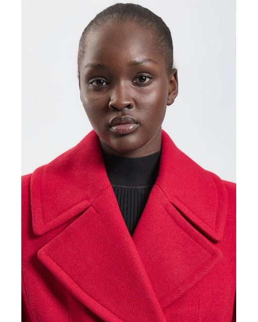Karen Millen Red Wool Peplum Short Coat