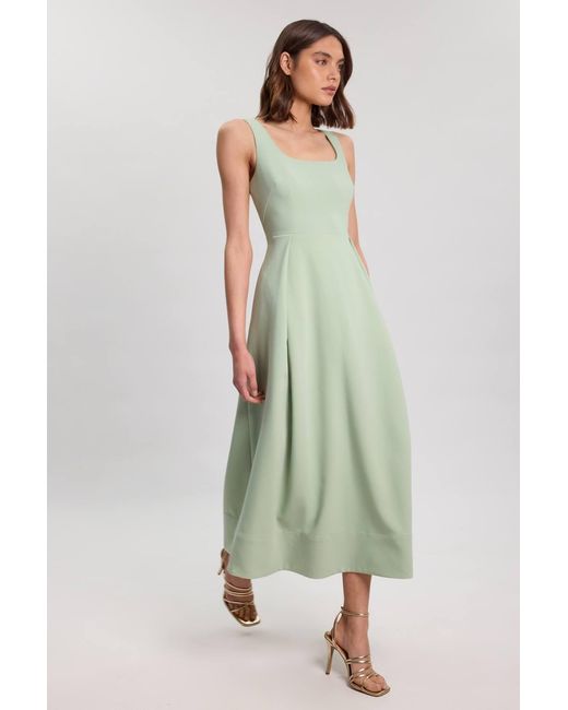 Karen Millen Green Tailored Full Skirt Midi Dress