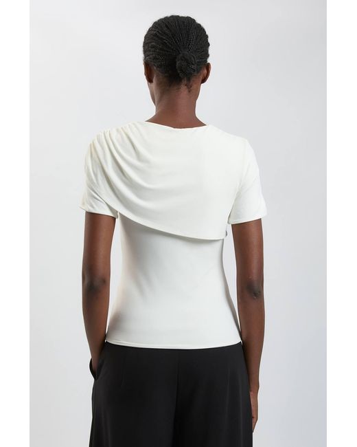 Karen Millen White Viscose Jersey Wrap Overlay Top