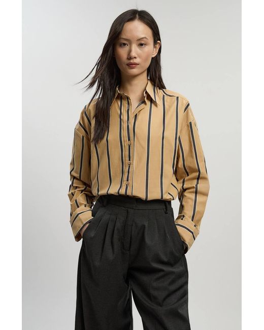 Karen Millen Black Petite Stripe Cotton Oversize Tailored Essential Shirt