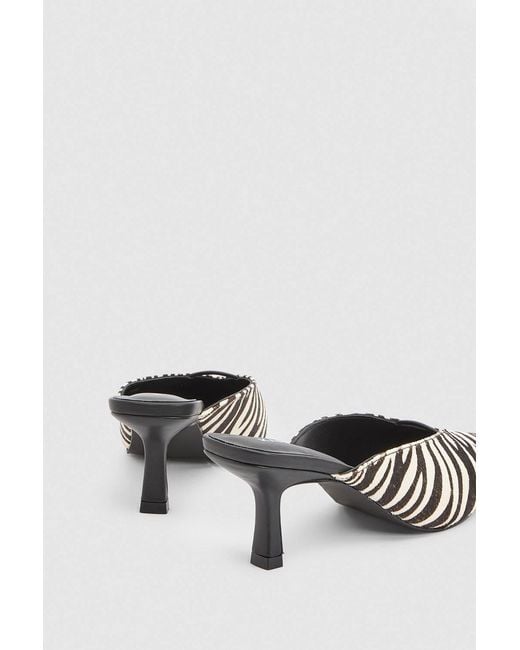 Karen Millen White Leather Pony Skin Closed Toe Heeled Mules