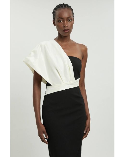 Karen Millen Multicolor Taffeta Mix Asymmetric Midi Dress