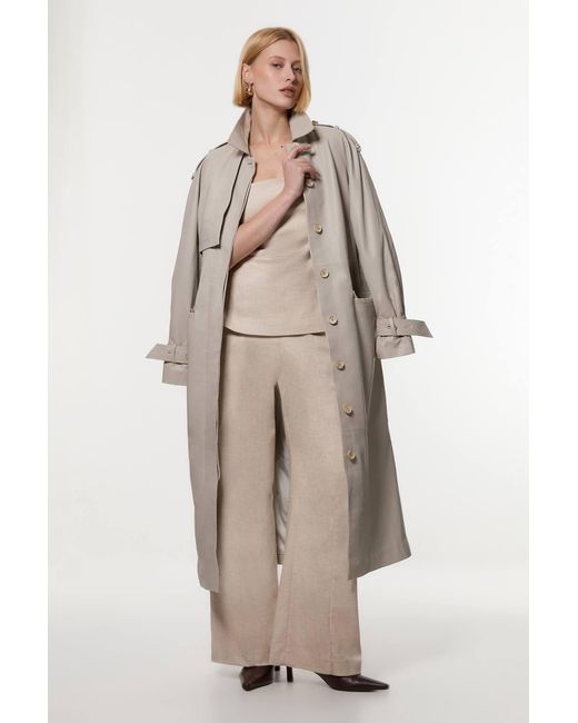 Karen Millen Natural Herringbone Wide Leg Tailored Jumpsuit