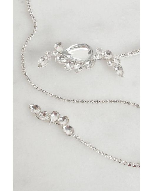 Karen Millen Metallic Diamante Dropped Neck Cuff Bracelet