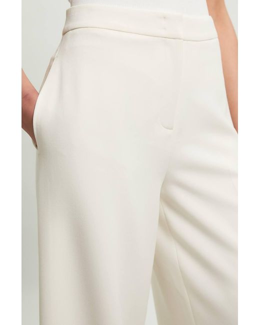 Karen Millen White Compact Stretch Tailored Wide Leg Trouser