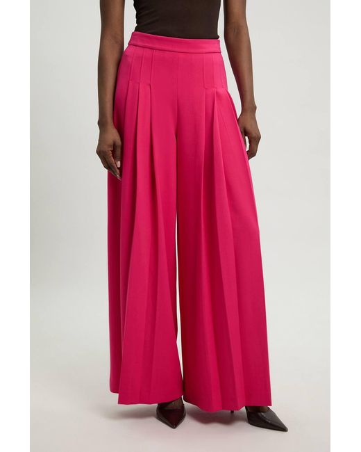 Karen Millen Tailored Structured Crepe Pleated Wide Leg Trousers