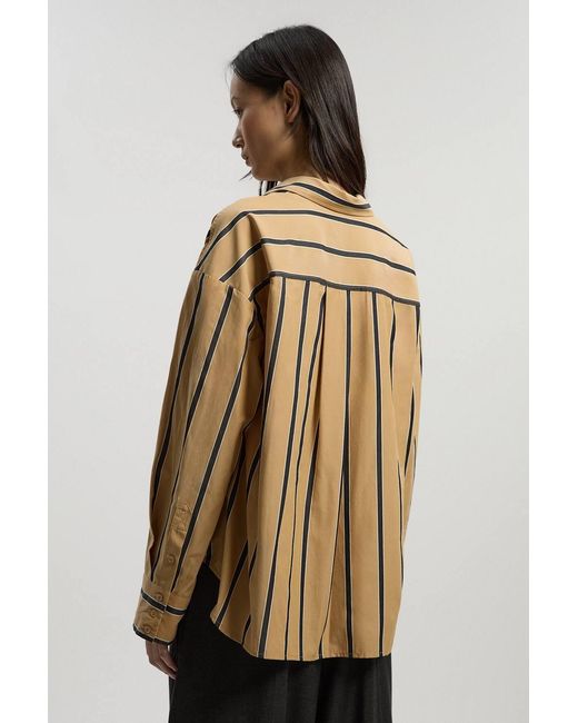 Karen Millen Black Stripe Cotton Oversize Tailored Essential Shirt