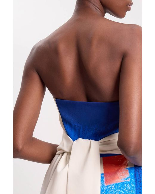 Karen Millen Blue Soft Tailored Colourblock Tailored Bandeau Jumpsuit