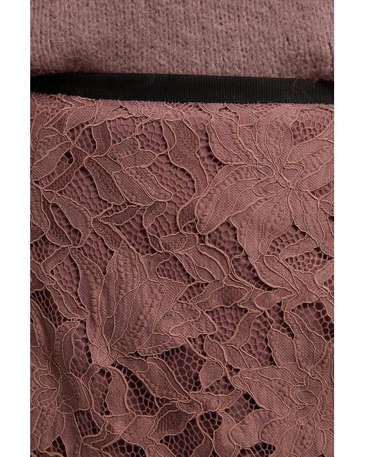 Karen Millen Gray Lace With Taping Woven Midi Skirt