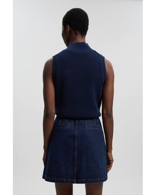 Karen Millen Blue Denim Button Front Mini Skirt