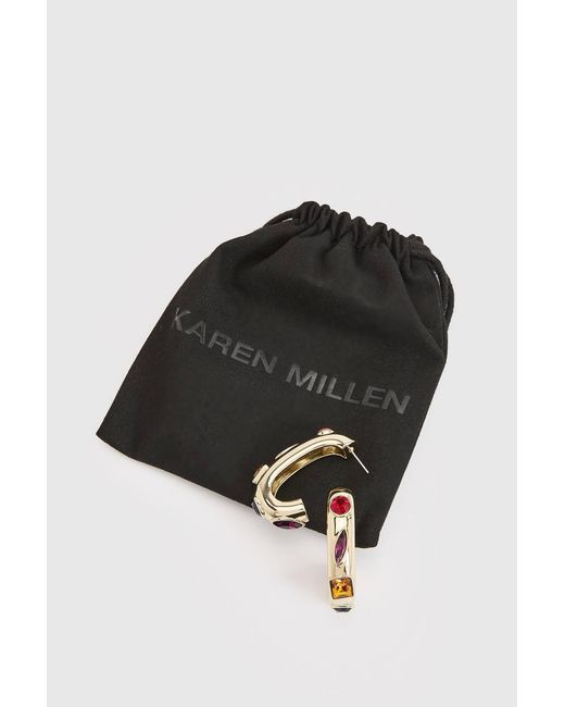 Karen Millen Metallic Crystal Hoop Statement Earrings