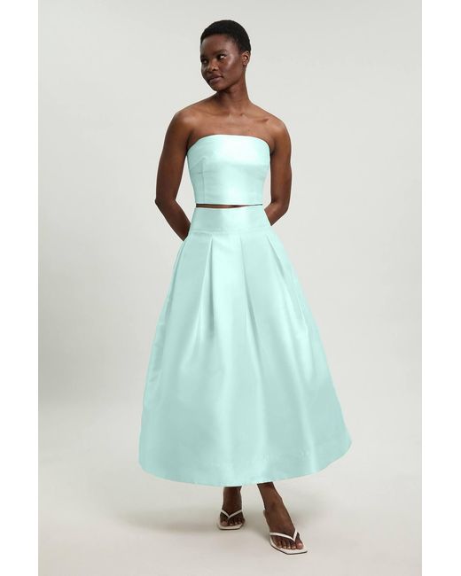 Karen Millen Green Forever Twill Woven Prom Maxi Skirt