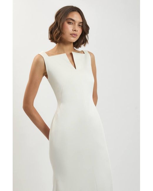 Karen Millen White Tailored Satin Clean Maxi Dress