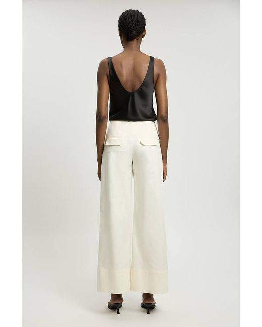 Karen Millen Natural Petite Cotton Tailored Button Detail Trousers