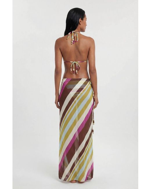 Karen Millen White Beach Viscose Georgette Cover Up Tie Waist Skirt