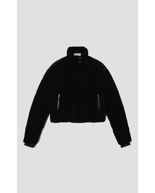 Karen Millen Black Padded Velvet Short Coat