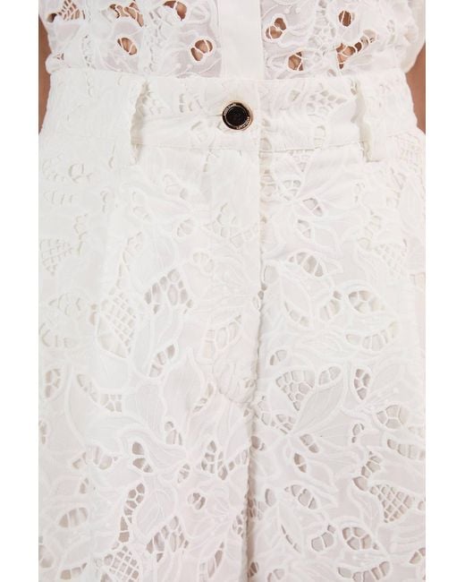 Karen Millen Natural Cutwork Woven Straight Leg Trouser
